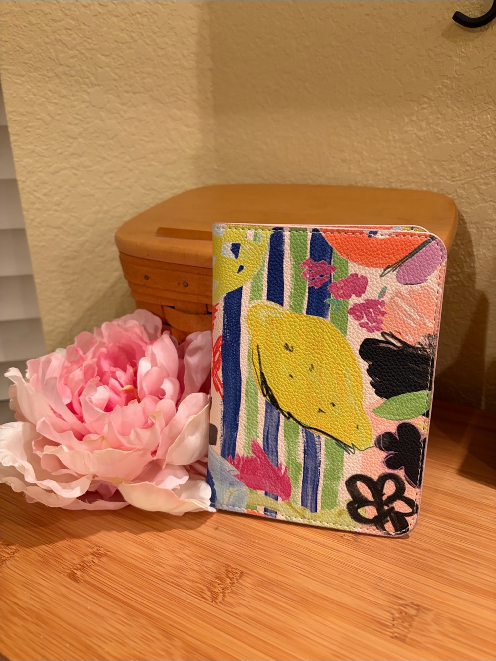 Floral Lemon Print Passport Holder - Pink